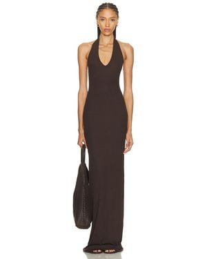 ÉTERNE Halter Maxi Dress - Brown