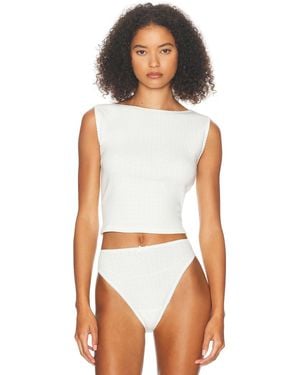 Helsa Pointelle Muscle Tank - White