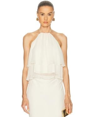 The Sei Ruffle Halter Top - White