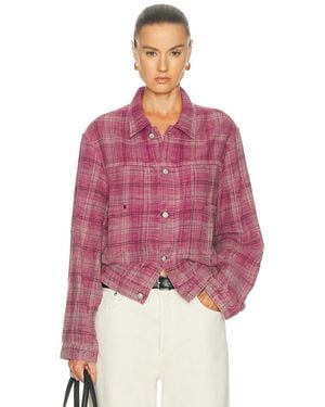 R13 Relaxed Pleated Trucker Jacket - Pink