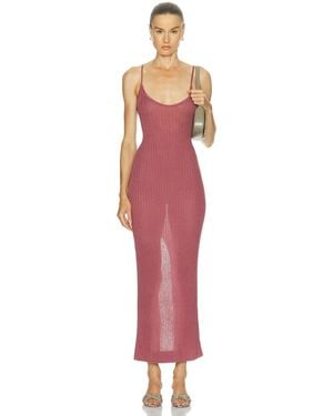 Skims Sheer Knit Midi Dress - Red
