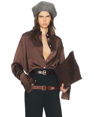 Helsa The Relaxed Satin Shirt - Black