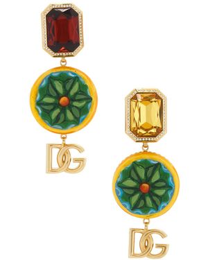 Dolce & Gabbana Logo Drop Earrings - Green