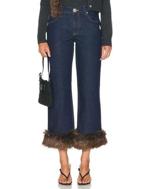 Marc Jacobs Faux Fur Cropped Jean - Blue