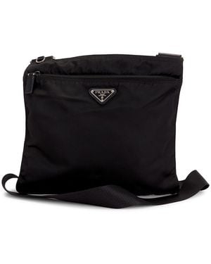 Prada Tessuto Flat Messenger Bag - Black
