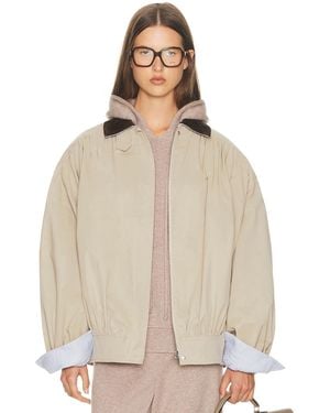 Helsa The Shirred Bomber Jacket With Corduroy Collar - Natural