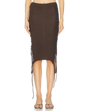 Jade Cropper Side Tie Midi Skirt - Black