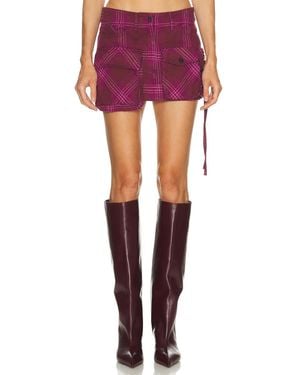 The Attico Check Mini Skirt - Red