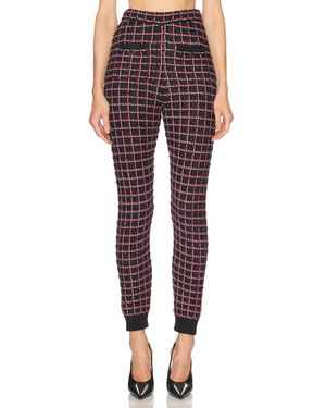 Self-Portrait Check Knit Legging - Red