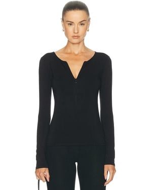 Kye Half Zip Long Sleeve Top - Black