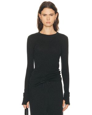 Enza Costa Cashmere Easy Cuffed Crewneck Sweater - Black
