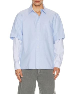 Jonathan Simkhai Quade Double Sleeve Shirt - Blue