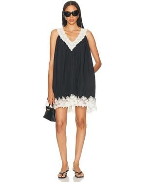 Helsa Mini Dress With Lace - Black