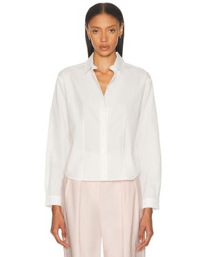 RENGGLI Cropped Long Sleeve Button Up Top - White