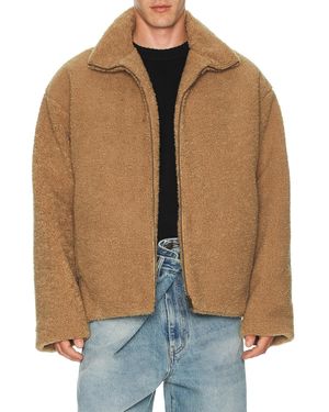 DARKPARK Devin Faux Shearling Dropped Shoulder Jacket - Blue