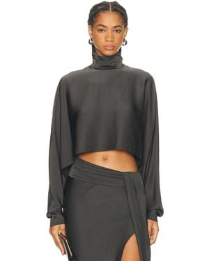LAPOINTE Lightweight Satin Caftan Top - Gray