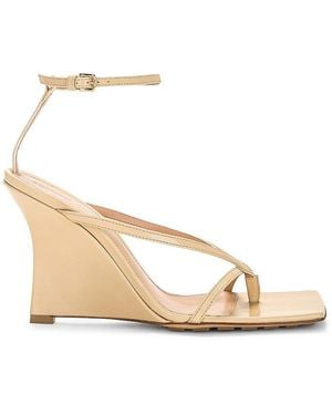 Bottega Veneta Stretch Ankle Strap Wedge Sandal - Natural