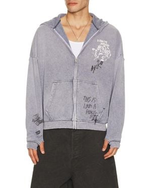 Paly Hollywood Carrying The Message Zip Hooded Sweatshirt - Gray