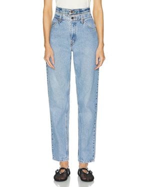 aligrace Vintage Double Waist Jeans - Blue