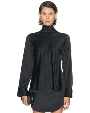 Courreges Off-Shoulder Satin Top - Black