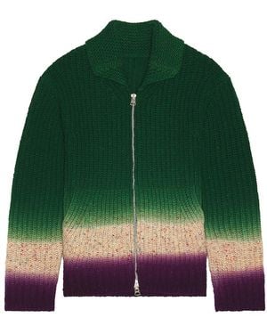 Sacai Garment Dye Wool Knit Cardigan - Green