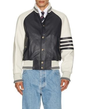 Thom Browne Oversized Raglan Sleeve Leather Jacket - Black