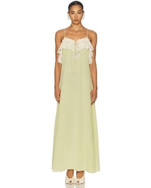 Chloé Ruffle Neck Slip Dress - Metallic