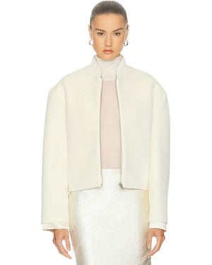 Jil Sander Velvet Zip Up Jacket - White