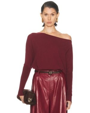 Jonathan Simkhai Lavina Draped Off Shoulder Sweater - Red