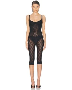 The Attico Lace Overall Catsuit - Black