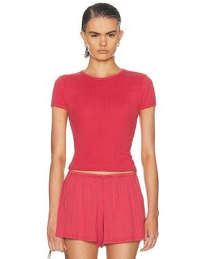 DONNI. The Pointelle Baby Tee - Red