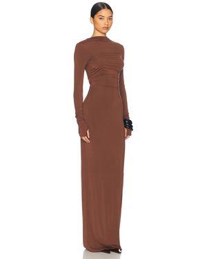 knee length dresses for ladies HELSA Brown Jersey Backless Maxi Dress UK S  Reliked