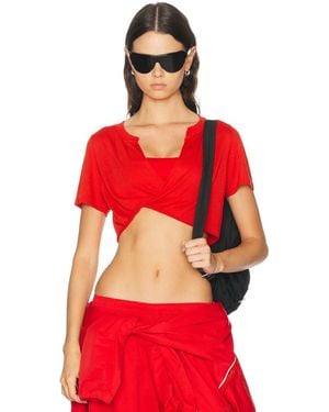 NikeSKIMS Performance Cotton V Neck Crop Top - Red
