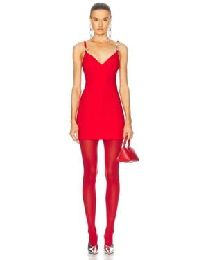 Area Crystal Link Mini Dress - Red