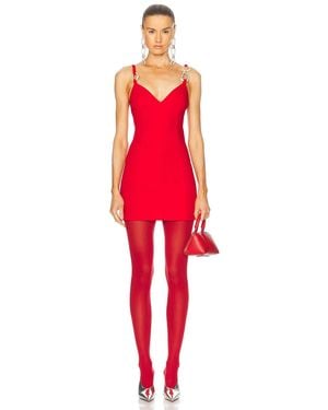 Area Crystal Link Mini Dress - Red