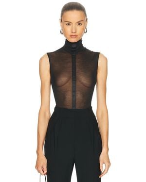 Mugler Sheer Sleeveless Bodysuit - Black