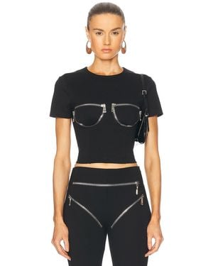 Area Zipper Bustier Cup T-shirt - Black