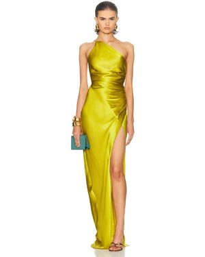 The Sei Asymmetric Gathered Wrap Gown - Yellow