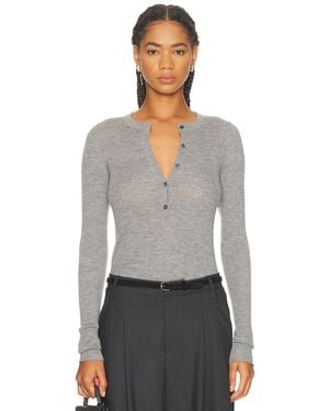 SPRWMN Henley Long Sleeve Top - Gray
