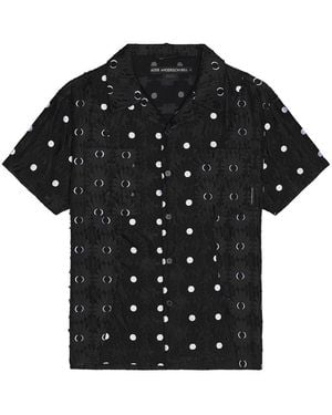 ANDERSSON BELL Half Sheer Flower Shirt - Black