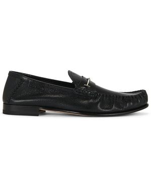 Tom Ford Shiny Goat Leather Double T Hardware Ripley Loafer - Black