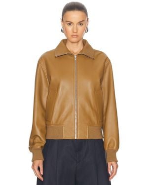 Bottega Veneta Leather Bomber Jacket - Natural