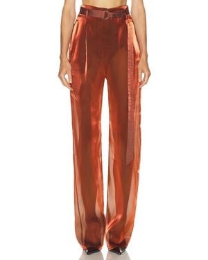 LAPOINTE Metallic Organza Belted Pant - Orange