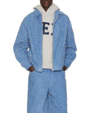 Pas Une Marque Cut Through Denim Jacket - Blue