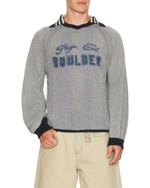 Isa Boulder Athletic Stripe Sweater - Gray