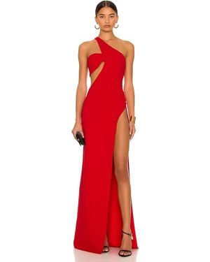 Monot One Shoulder Cut Out Gown - Red