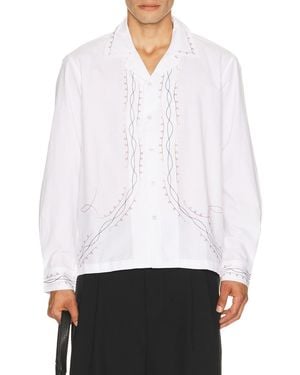 Bode Looped Chainstitch Long Sleeve Shirt - White