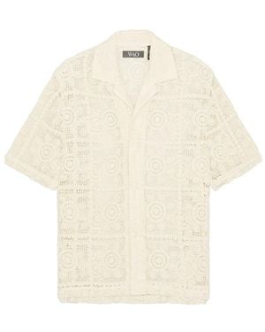 WAO Floral Crochet Camp Shirt - White
