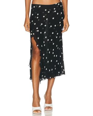 Priscavera Ruffled High Slit Skirt - Black
