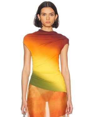 Monse Off Shoulder Jersey Top - Orange